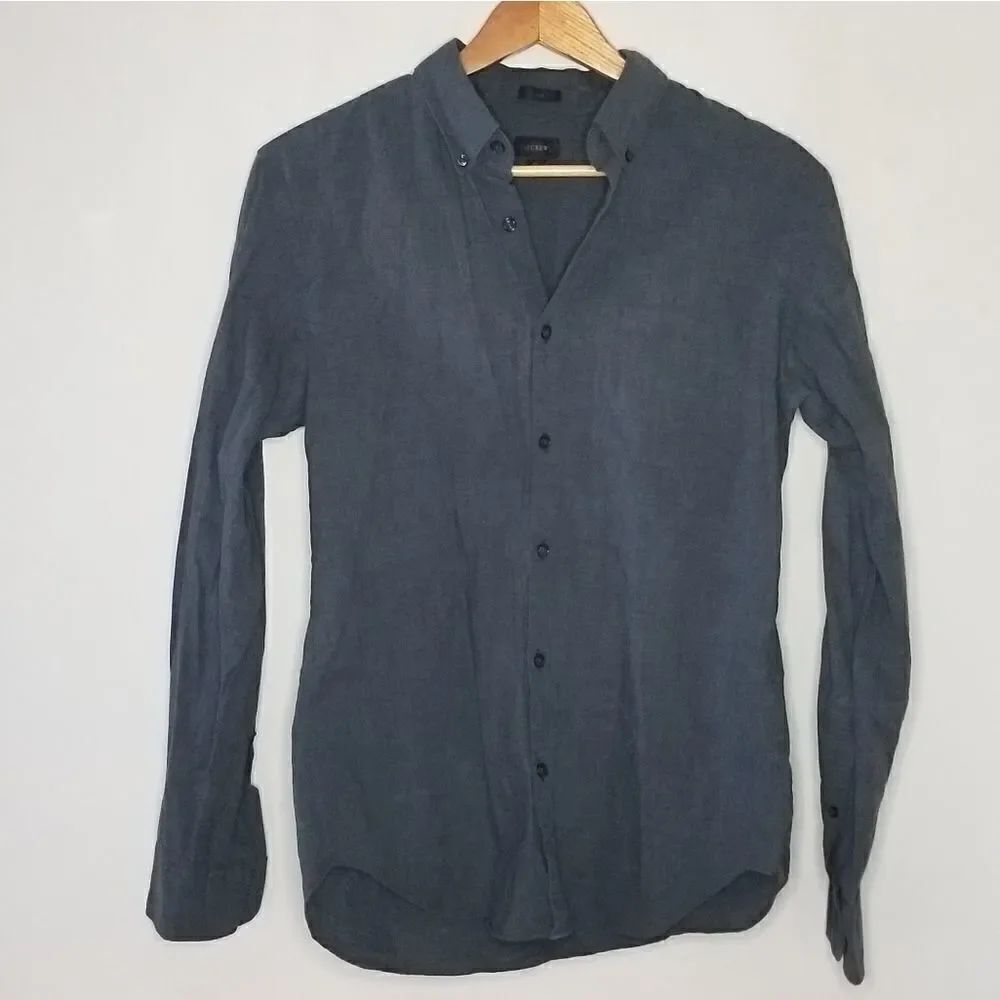 J Crew black label slim mens size medium gray long sleeve buttondown dress shirt